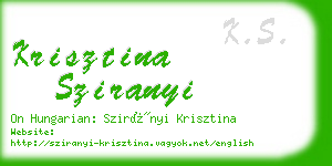 krisztina sziranyi business card